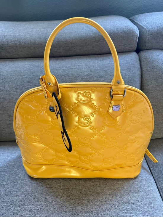 Loungefly Handbags - Loungefly Yellow Glossy Hello Kitty Dome Satchel